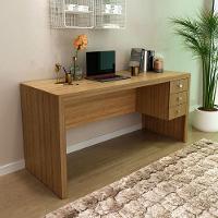 Mesa Para Escritório Reversível 155 Cm 3 Gavetas Amêndoa - 9