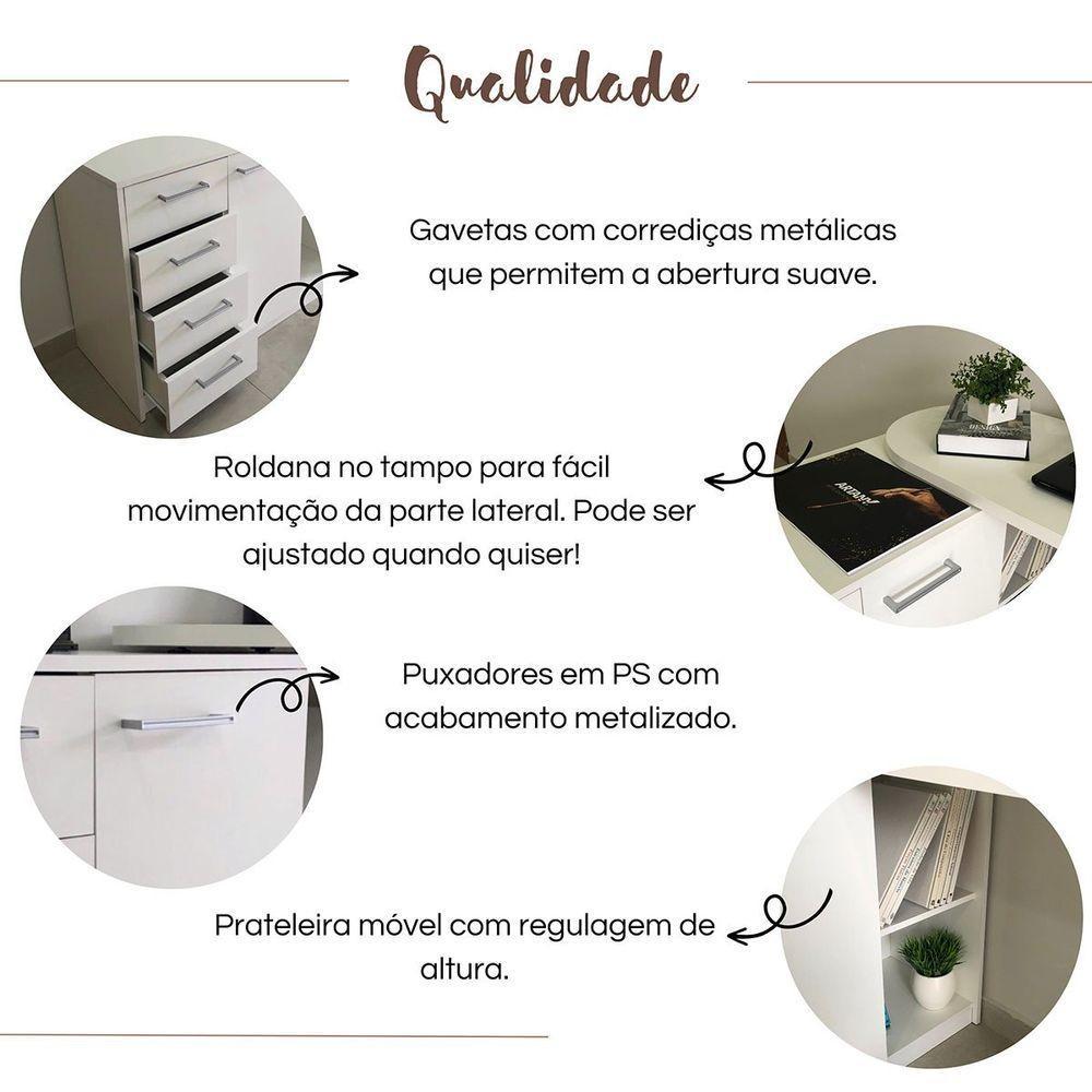 Escrivaninha Em L Com 4 Gavetas 1 Porta E Nicho London Branco - 3