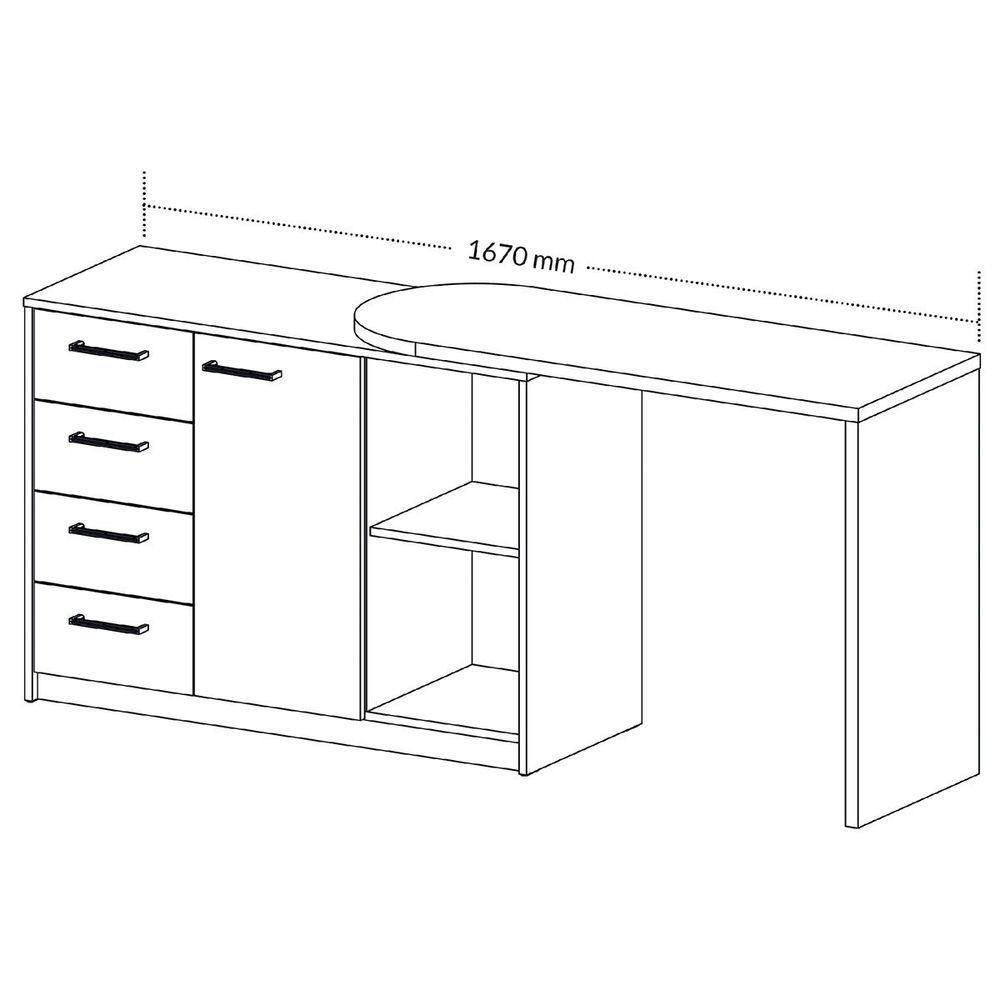 Escrivaninha Em L Com 4 Gavetas 1 Porta E Nicho London Branco - 5