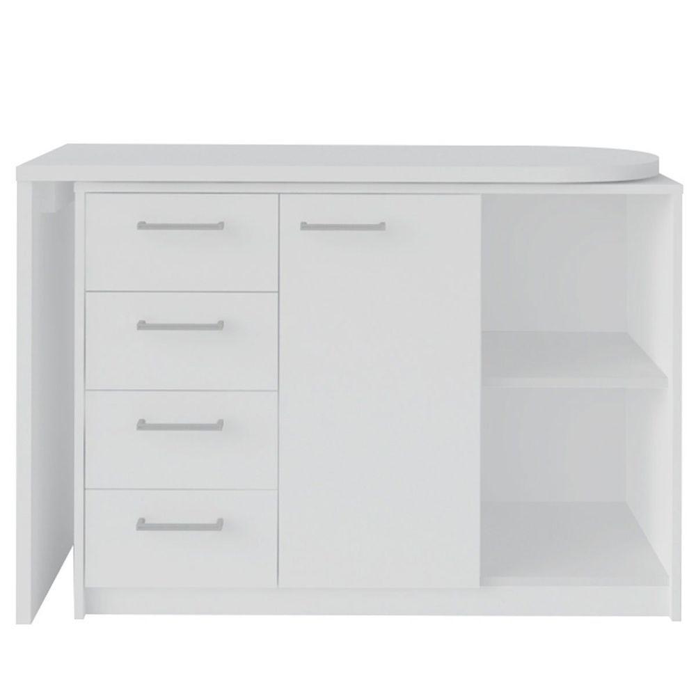 Escrivaninha Em L Com 4 Gavetas 1 Porta E Nicho London Branco - 6