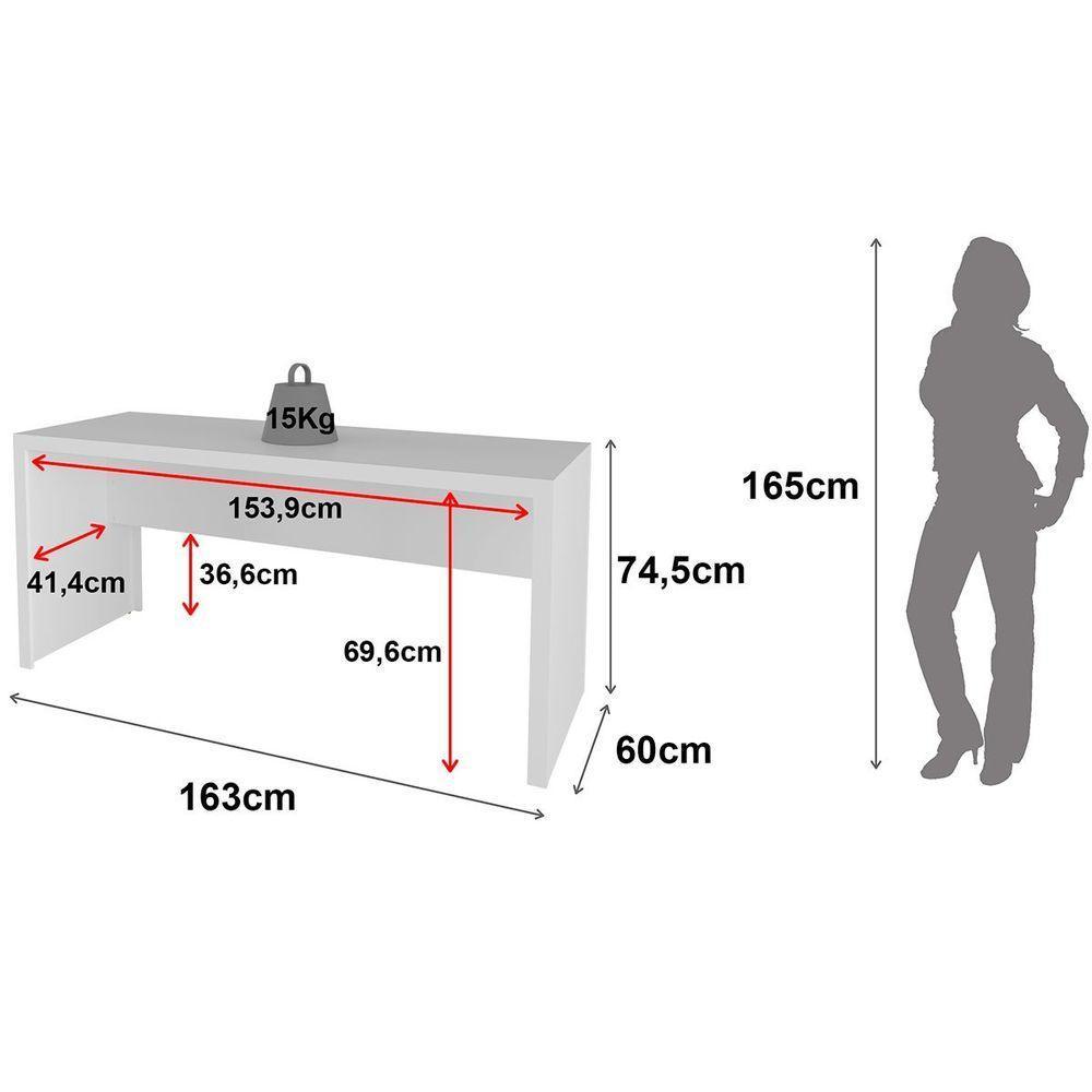 Mesa Para Escritório Escrivaninha 163 Cm Branco - 4