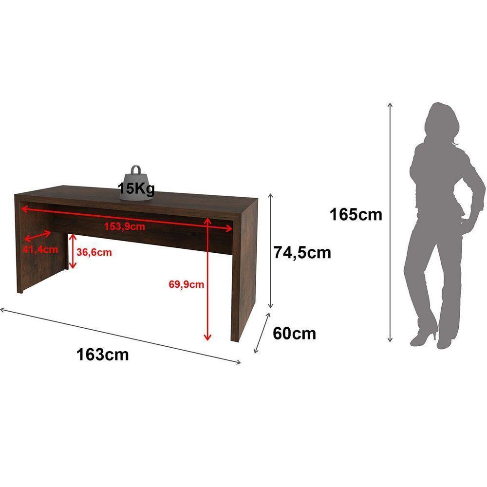 Mesa Para Escritório Escrivaninha 163 Cm Rústico - 4