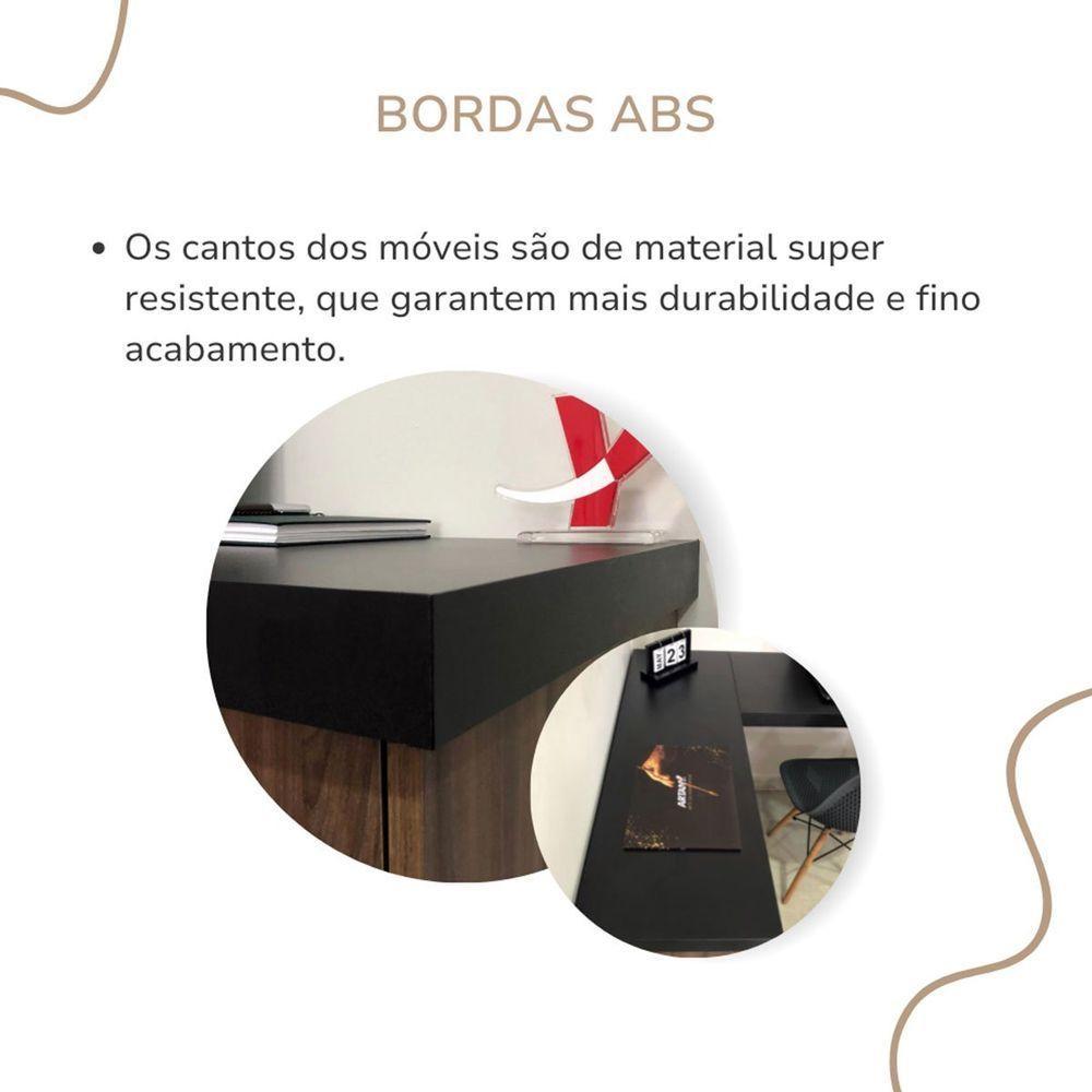 Mesa Escrivaninha 3 Gavetas Com Nichos Em L Marilu Ipê/preto - 6