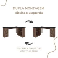 Mesa Escrivaninha 3 Gavetas Com Nichos Em L Marilu Ipê/preto - 3