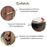 Mesa Escrivaninha 3 Gavetas Com Nichos Em L Marilu Ipê/preto