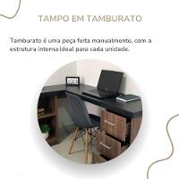 Mesa Escrivaninha 3 Gavetas Com Nichos Em L Marilu Ipê/preto - 5