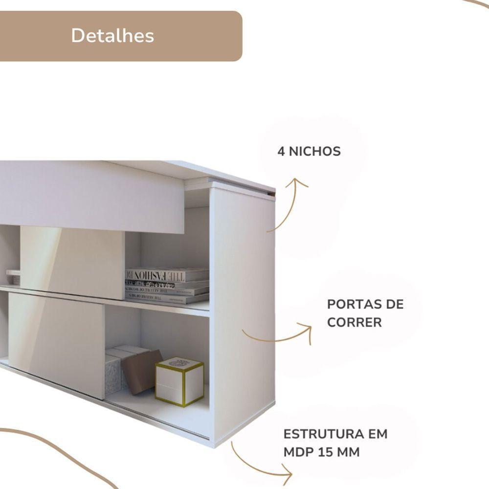 Mesa Escrivaninha Em L Com 2 Portas E 4 Nichos Marle Branco - 2