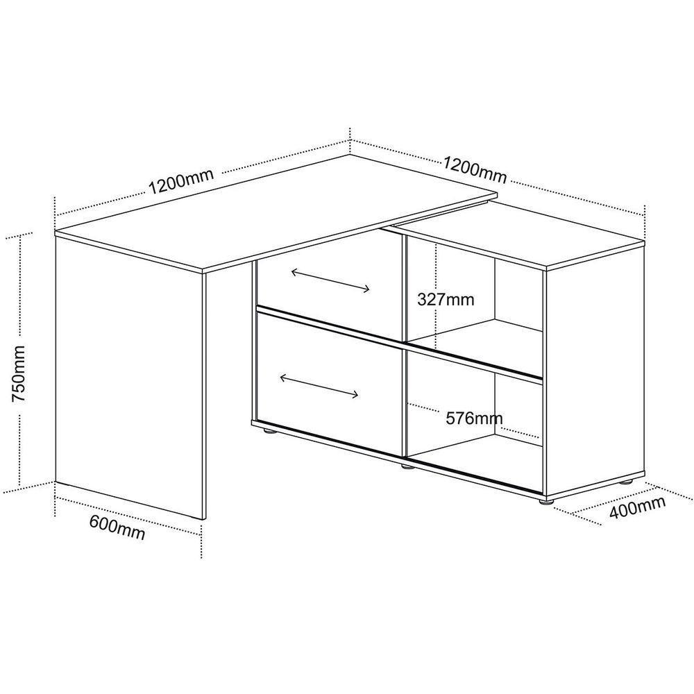 Mesa Escrivaninha Em L Com 2 Portas E 4 Nichos Marle Branco - 8