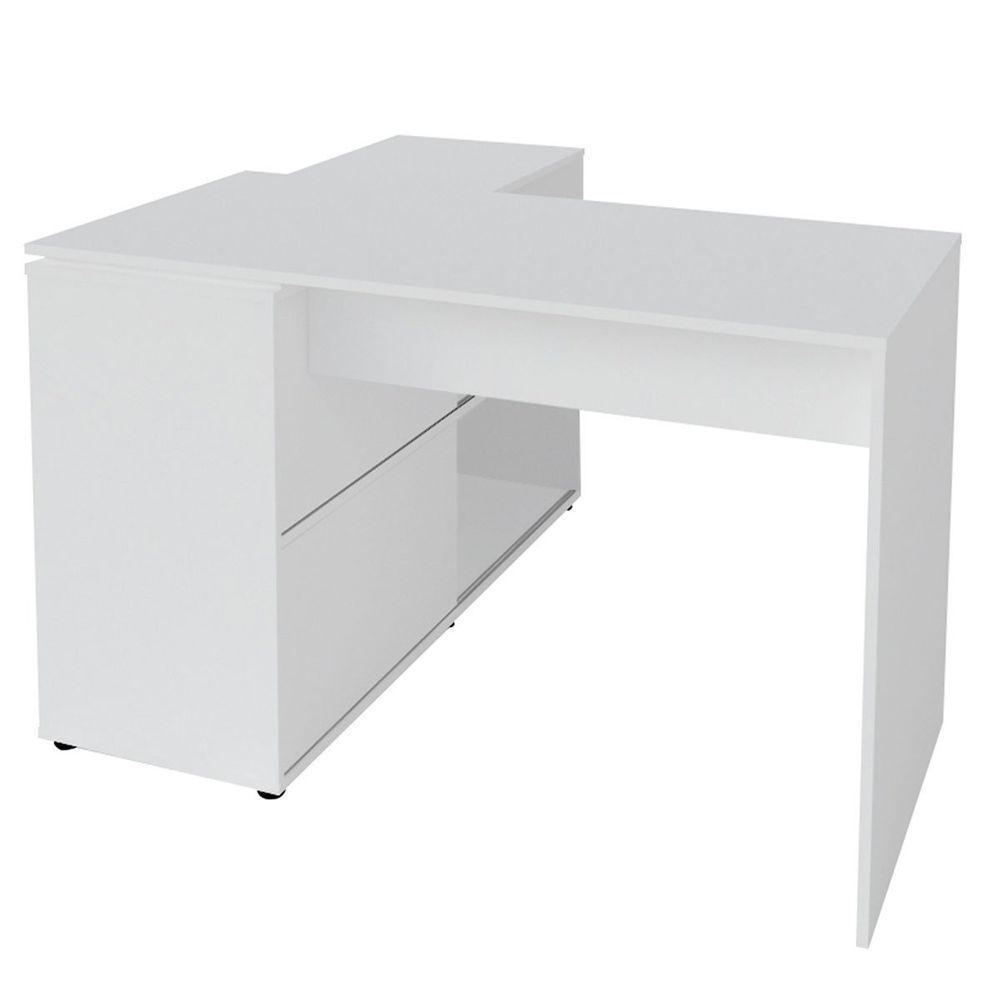 Mesa Escrivaninha Em L Com 2 Portas E 4 Nichos Marle Branco - 9
