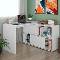 Mesa Escrivaninha Em L Com 2 Portas E 4 Nichos Marle Branco