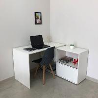 Mesa Escrivaninha Em L Com 2 Portas E 4 Nichos Marle Branco - 5