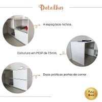 Mesa Escrivaninha Em L Com 2 Portas E 4 Nichos Marle Branco - 6