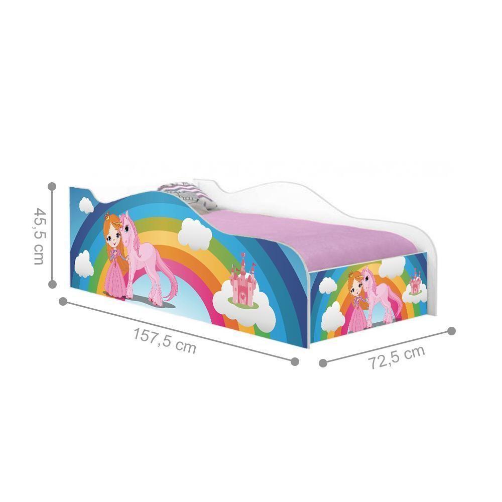 Mini Cama Fun Princesa Unicórnio Arco íris Infantil Com Colchão - 2
