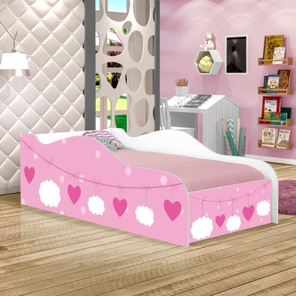 Mini Cama Fun Nuvens Meninas Infantil Com Colchão - 1