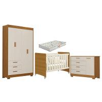 Quarto De Bebê Zaki E Berço Americano Evolution 4 Em 1 Areia Acetinado Savana Com Colchão Gazin - Reller - 1