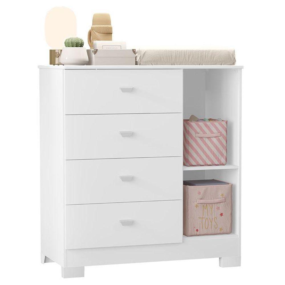 Quarto De Bebê New Katatau Branco Acetinado Com Colchão Ortobom - Reller - 4