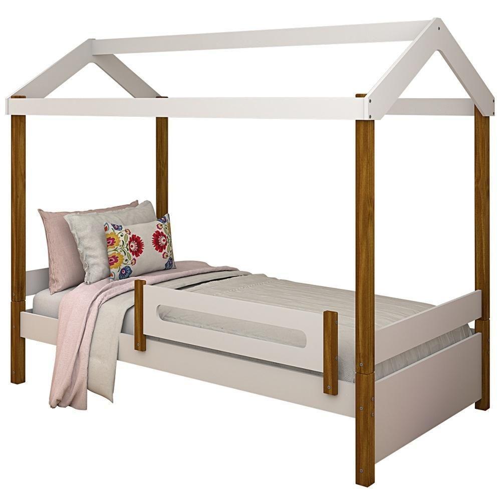 Cama Montessoriana Isa Solteiro Branco E Mel Com Colchão - 2