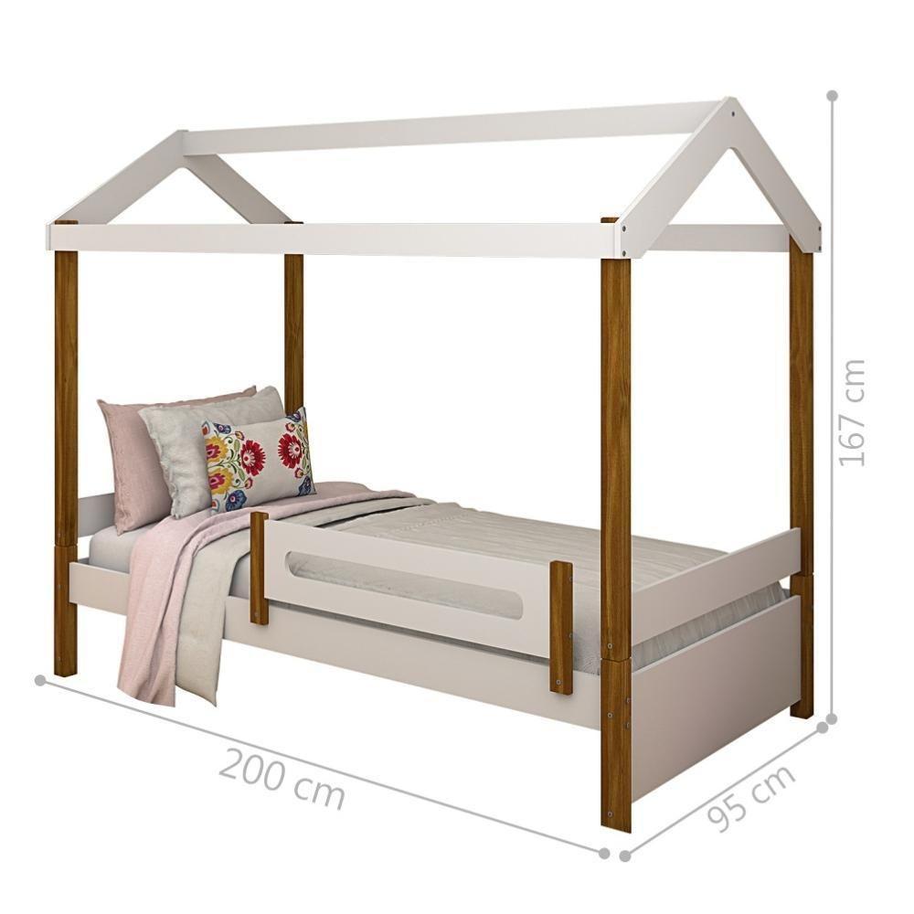Cama Montessoriana Isa Solteiro Branco E Mel Com Colchão - 3