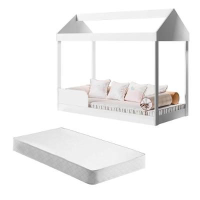Cama Montessoriana Maria Eduarda Branco Com Colchão