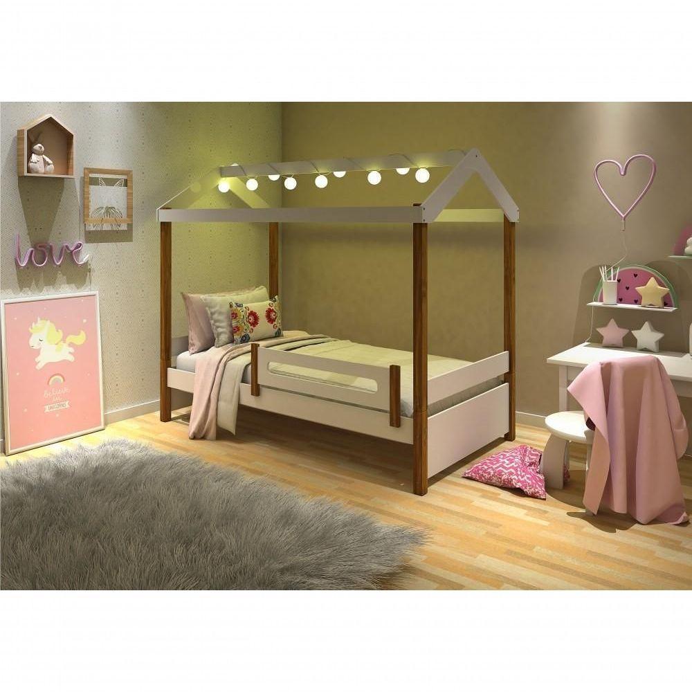 Cama Montessoriana Com Led Isa Branco E Mel - 4