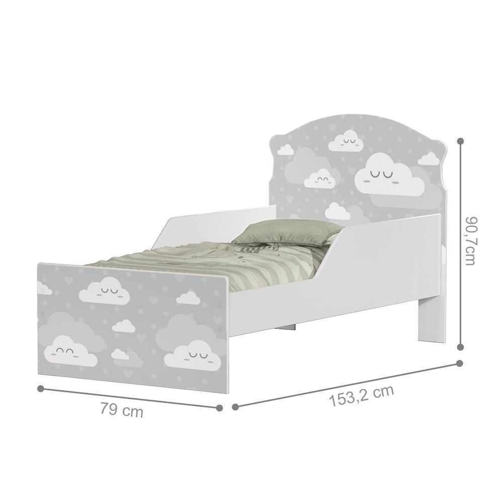 Mini Cama Nuvens Cinza Com Colchão - 2