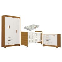 Quarto De Bebê Zaki E Berço Americano Evolution 4 Em 1 Branco Acetinado Savana Com Colchão Gazin - Reller - 1