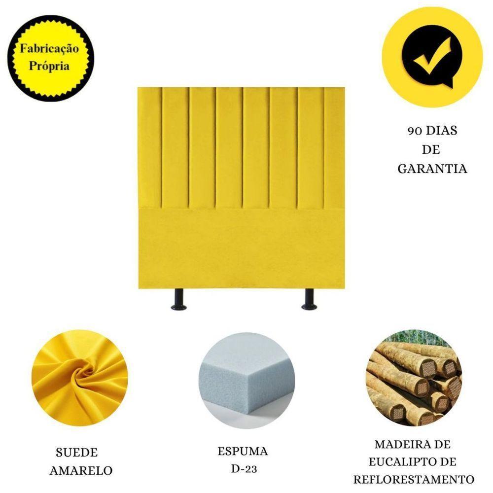 Cabeceira Estofada Cama Box King 195 Cm Lívia Suede e Frame amarelo - 3