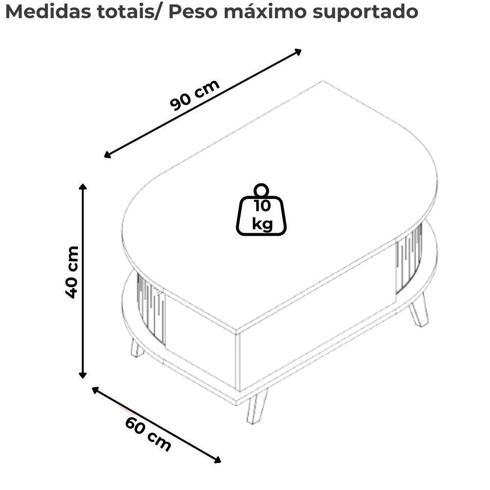 Mesa De Centro 2 Portas 90 Cm Indianapolis Madetec Calacata Off White - 3