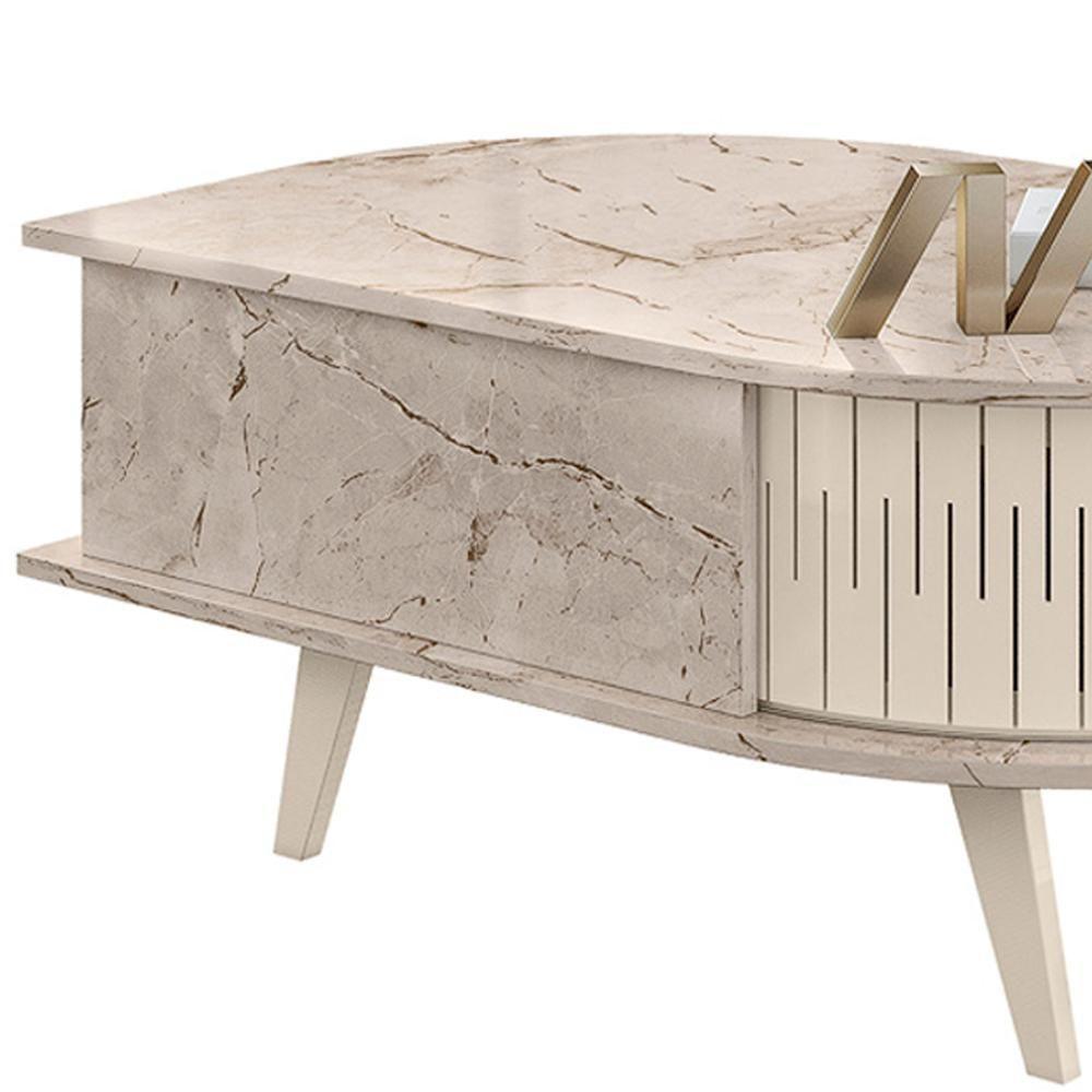 Mesa De Centro 2 Portas 90 Cm Indianapolis Madetec Calacata Off White - 4