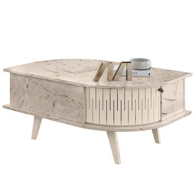 Mesa De Centro 2 Portas 90 Cm Indianapolis Madetec Calacata Off White