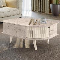 Mesa De Centro 2 Portas 90 Cm Indianapolis Madetec Calacata Off White - 2