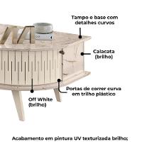 Mesa De Centro 2 Portas 90 Cm Indianapolis Madetec Calacata Off White - 5