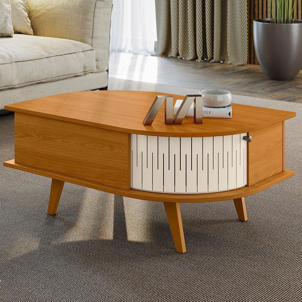 Mesa De Centro 2 Portas 90 Cm Indianapolis Madetec Cinamomo Off White - 2