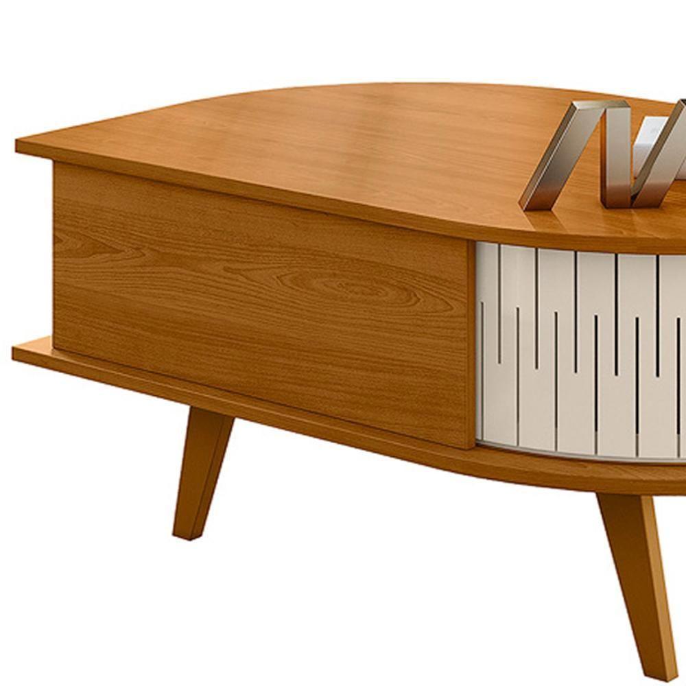 Mesa De Centro 2 Portas 90 Cm Indianapolis Madetec Cinamomo Off White - 4