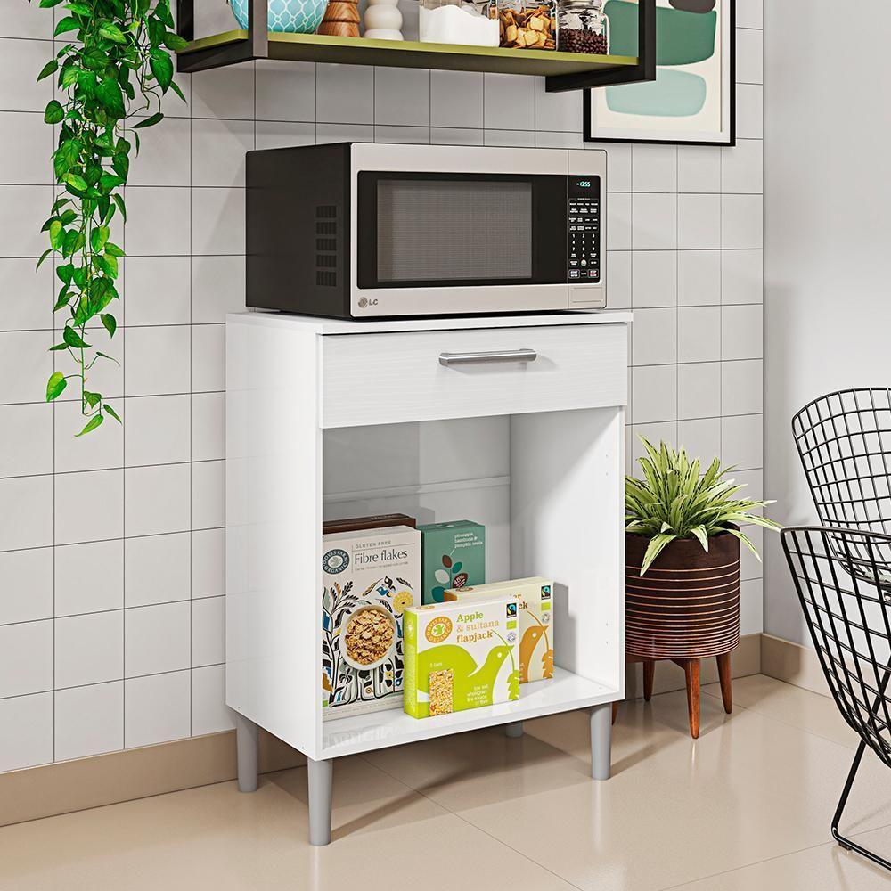 Balcao Multiuso Para Microondas 84x61 Cm Diamante Ktp Branco Supremo - 6
