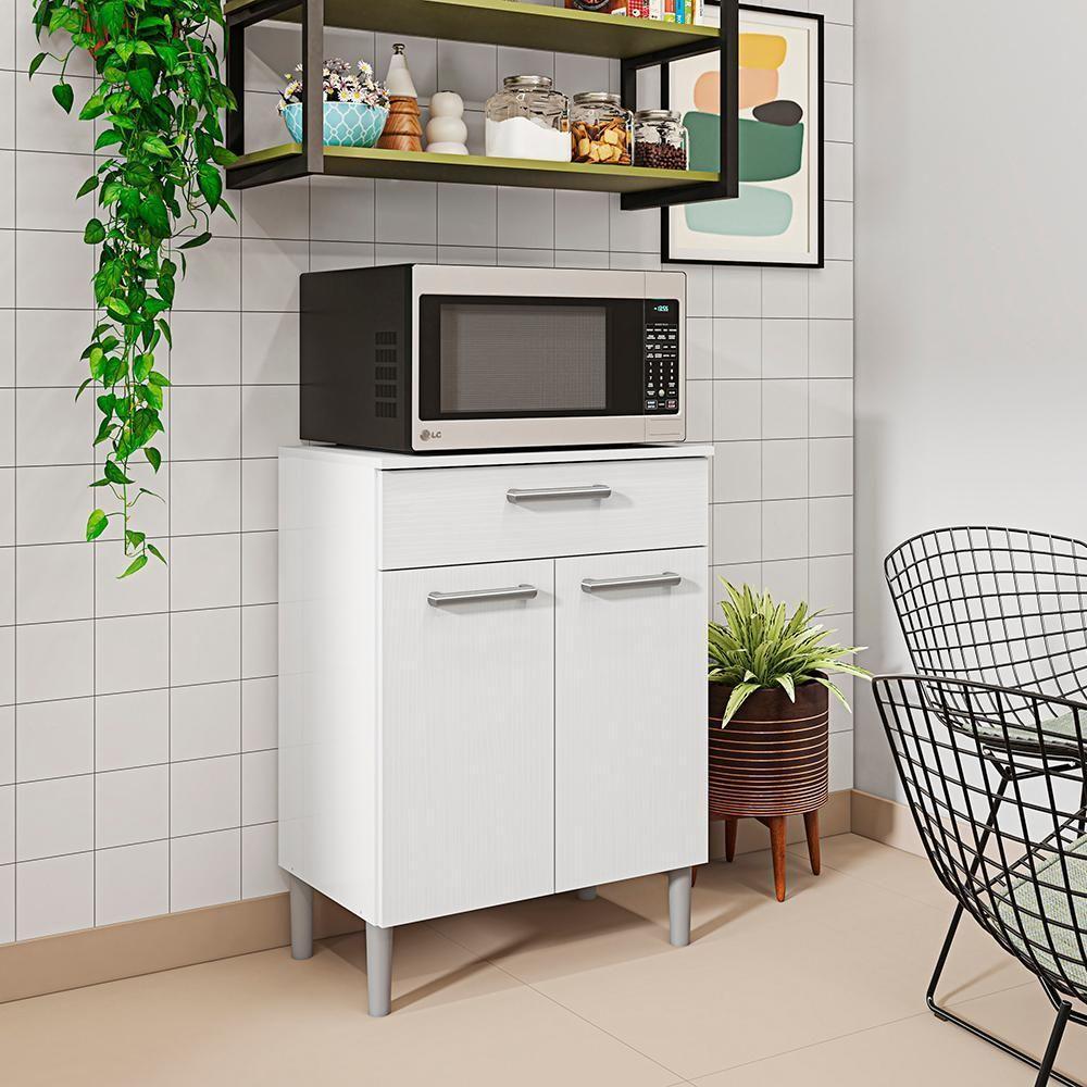 Balcao Multiuso Para Microondas 84x61 Cm Diamante Ktp Branco Supremo - 7