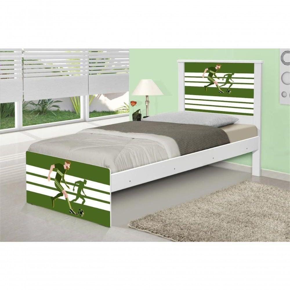 Cama Solteiro Com Cabeceira Adesivada Futebol Jogador - 3