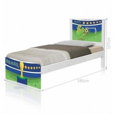 Cama Solteiro Adesivada Copa Do Mundo Brasil Com Colchão