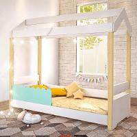 Cama Jéssica Solteiro Branco/menta Com Colchão E Led - 1