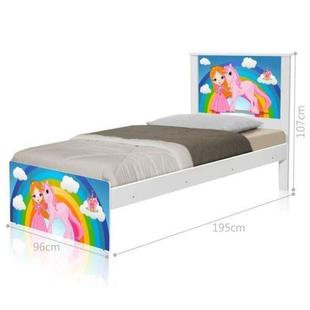 Cama Juvenil Barcelona Princesa E Unicórnio Com Colchão - 1
