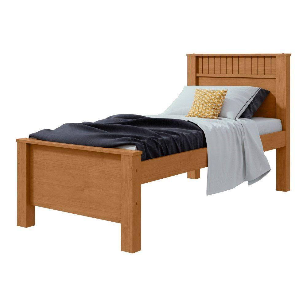 Cama Solteiro Convencional Estrutura Mdf Athenas Móveis Lopas Amendoa Clean - 1