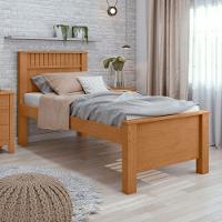 Cama Solteiro Convencional Estrutura Mdf Athenas Móveis Lopas Amendoa Clean - 3