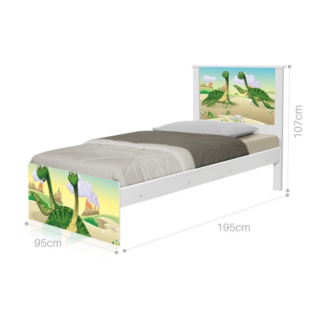 Cama Solteiro Adesivada Casal Dinossauros Com Colchão - 3