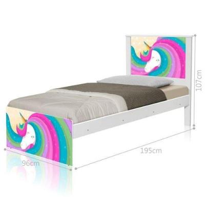 Cama Juvenil Com Cabeceira Barcelona Unicórnio Arco íris