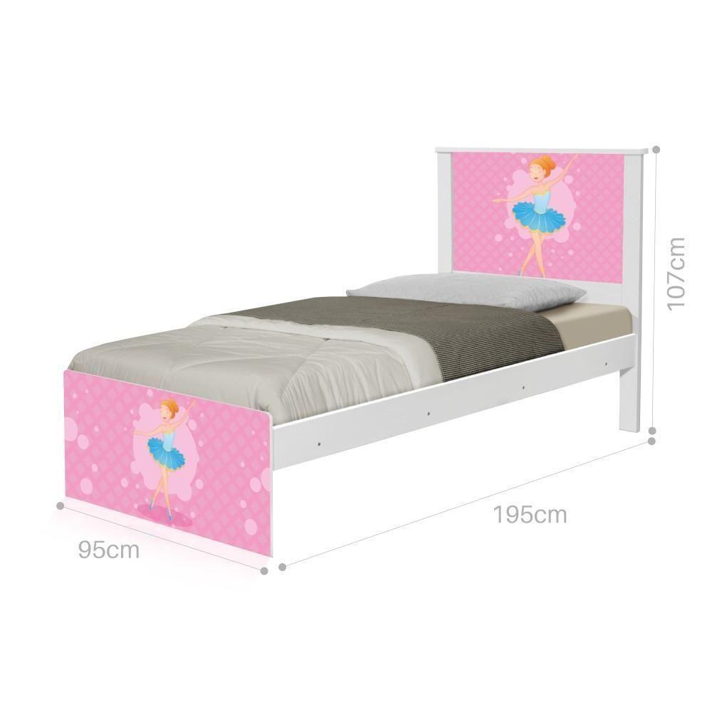 Cama Solteiro Adesivada Bailarina Clássica Com Colchão - 1