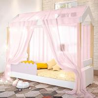 Cama Jéssica Solteiro Branco/rosê Com Voal Rosa E Led - 1