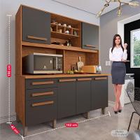 Armário Para Cozinha 6 Portas 2 Gavetas Luna Plus Móveis Imop Cinamomo Com Grafite - 9