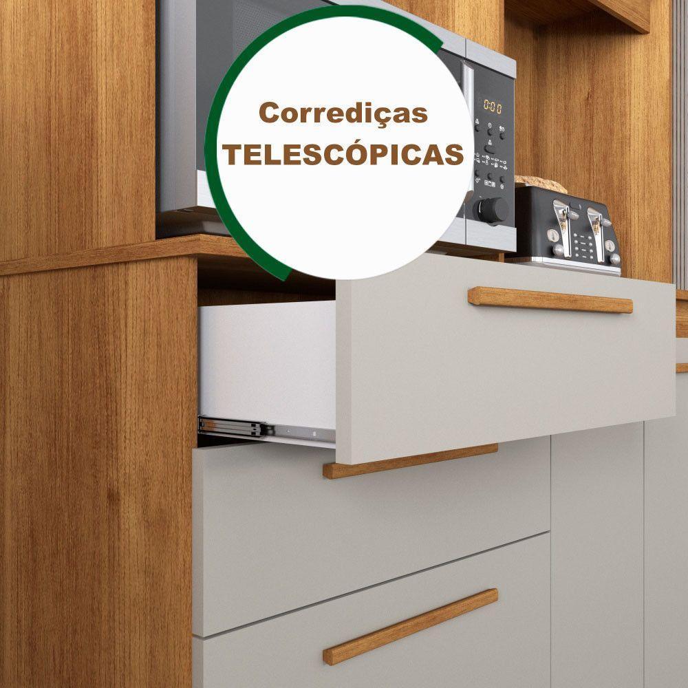 Armário De Cozinha 5 Portas 2 Gavetas Dubai Sallêto Móveis Cinamomo Com Off White - 4