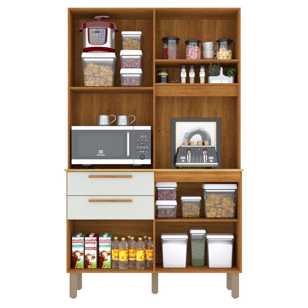 Armário De Cozinha 5 Portas 2 Gavetas Dubai Sallêto Móveis Cinamomo Com Off White - 7