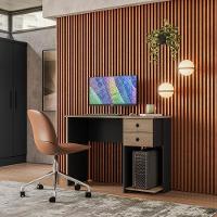 Escrivaninha Com 2 Gavetas Favara Preto Fosco Carvalho - 1